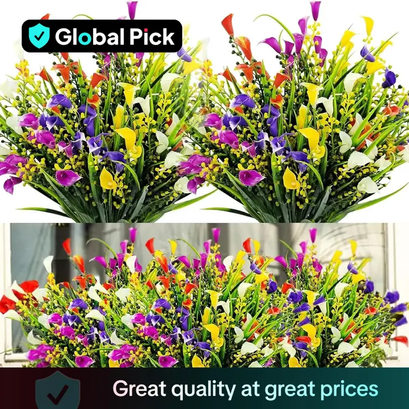 UV Resistant Artificial Calla Lily Flower, 10pcs/set Faux Flower Arrangement, Artificial Bouquet, Decorative Flower Design for Home Party Festival, Tropical Fake Plants, Silk Faux Flowers, Multicolor 0