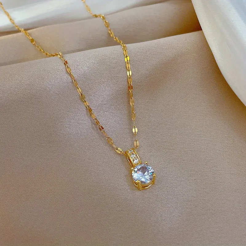 Cute Rhinestone Necklace, Collarbone Chain, Stainless Steel Trendy Party Jewelry, Holiday Birthday Christmas Halloween Gift For Women Mom Friends mother's day gift 6