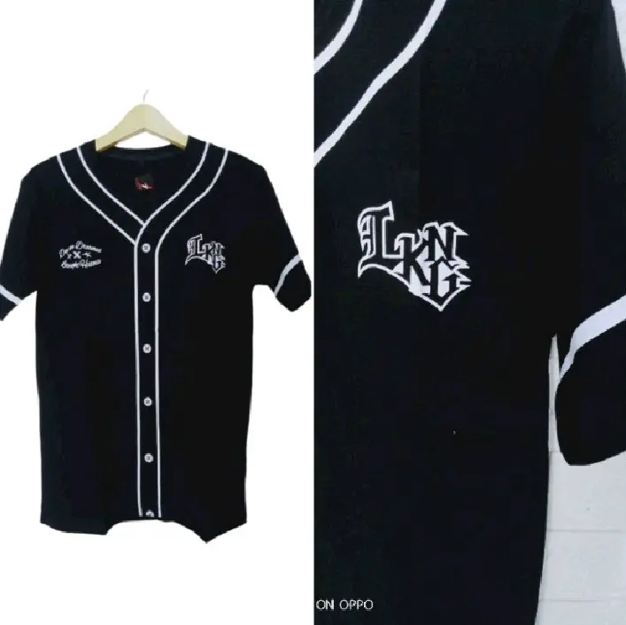 Kaos cowo pria sablon Hitam Katun Motif Putih Oblong Distro Baju Combed Tebal 1