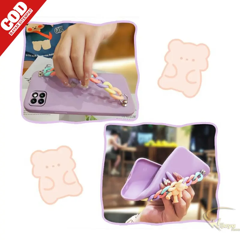 Softcase Macaron Bear For Op'o, S*msung, V*vo, Xi*omi, Iph*ne, Re*lme, Inf*nix Black Blue 7