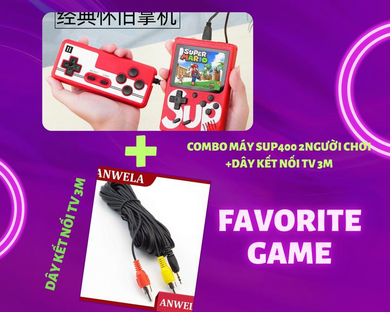 Combo máy game Sup 400 có tay cầm  với dây kết nối TV 3m Chơi Điện Tử Chơi Game Máy Chơi Game