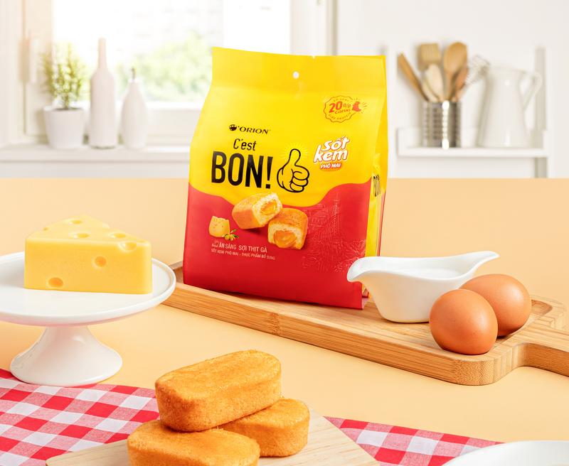 Combo 6 bịch Bánh Bông Lan Cest Bon Orion 85gr x 5 bánh/bịch - Snack Food keomix  nhieu