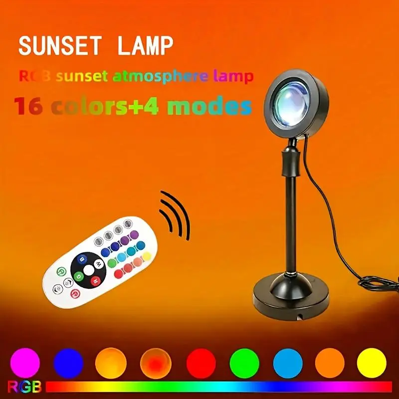 Portable Sunset Projector Light, USB Plug & Remote Control RGB Sunset Projector Lamp, Novelty Lighting for Home Bedroom Living Room Decor 2