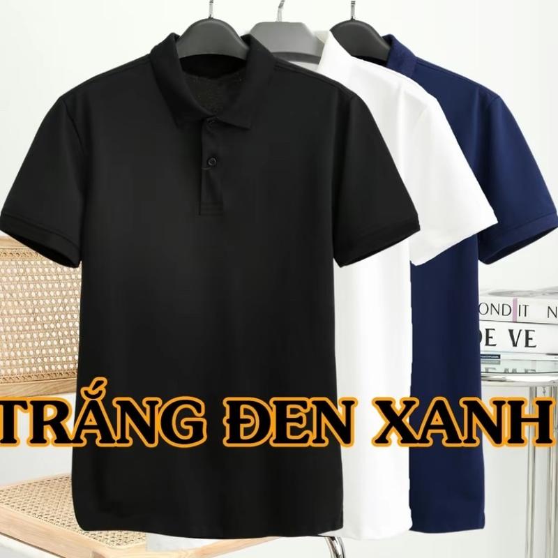 COMBO 3 Áo ĐEN TRẮNG XANH ĐEN - Áo Polo Nam Trơn Cổ Bẻ Basic Vải Thun Cá Sấu Cao Cấp HABILL - POLOHABILL Top Menswear Shirt Nhung Ngắn Tay Có Cổ