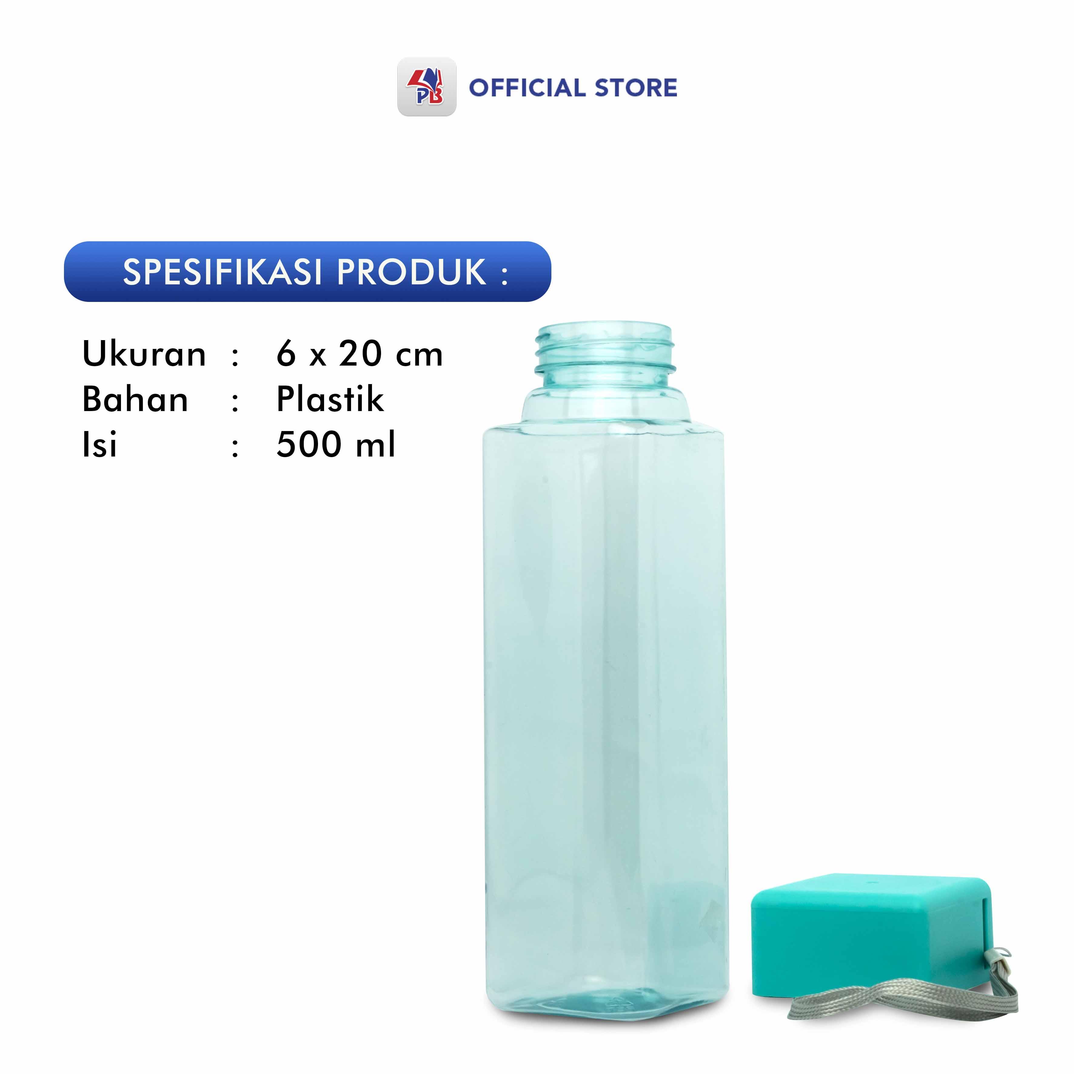 Botol Minum / Botol Minum Anak : Botol Air Minum Kotak Polos 500 ml Full Color Dengan Gantungan / PB EDUKASI ANAK - PBNB