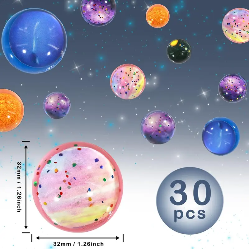 Annhao 30 PCS Bouncy Balls, Space ball party bag fillers for kids 32mm bouncy balls for kids party bags fillers bounce balls for kids party bags fillers bounce for kids bubble balls for Fun games 1