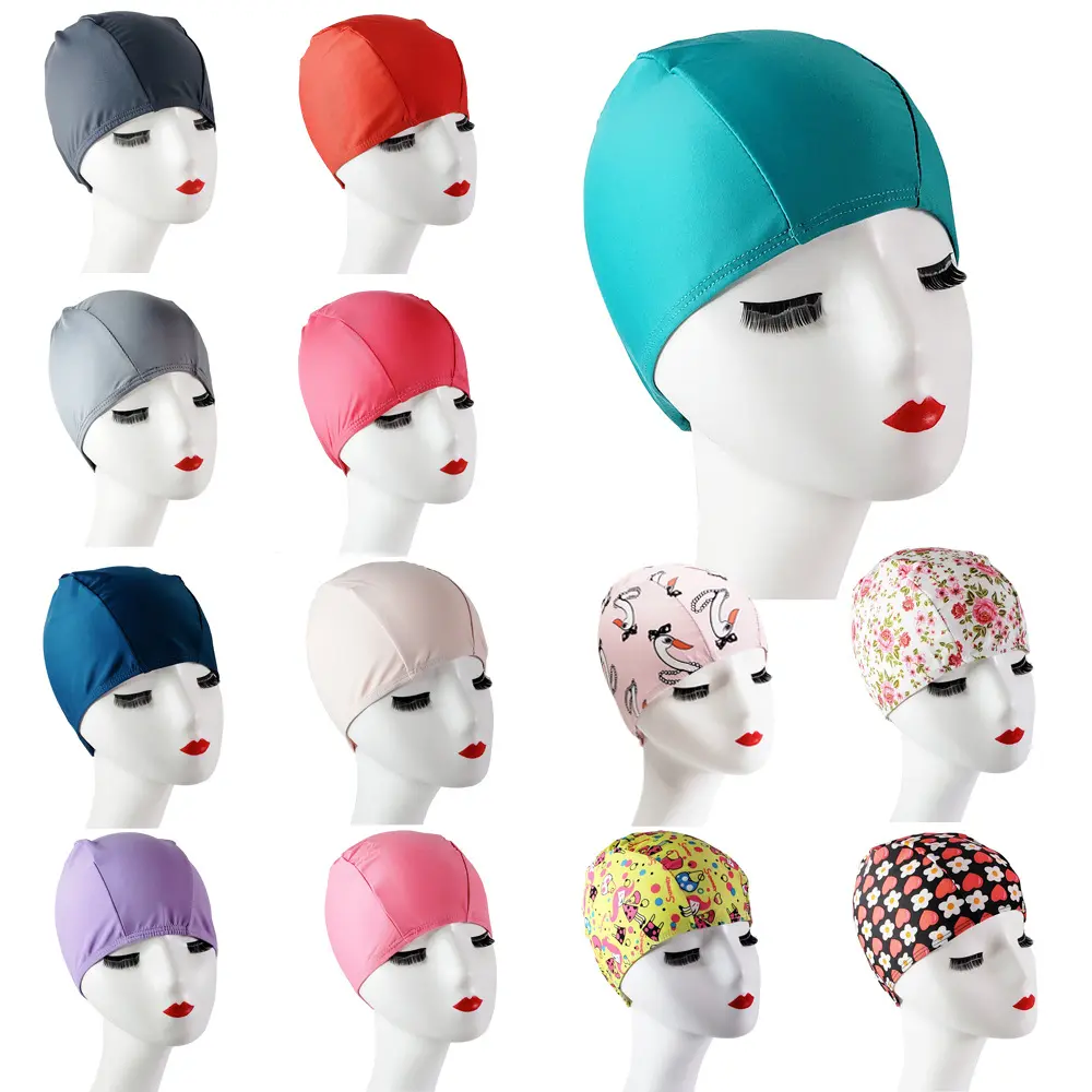 Swimming Cap Various Cloth Swim Cap in Stock Wholesale Multi-Color Swimming Cap Swimwear Spot Printable Logo