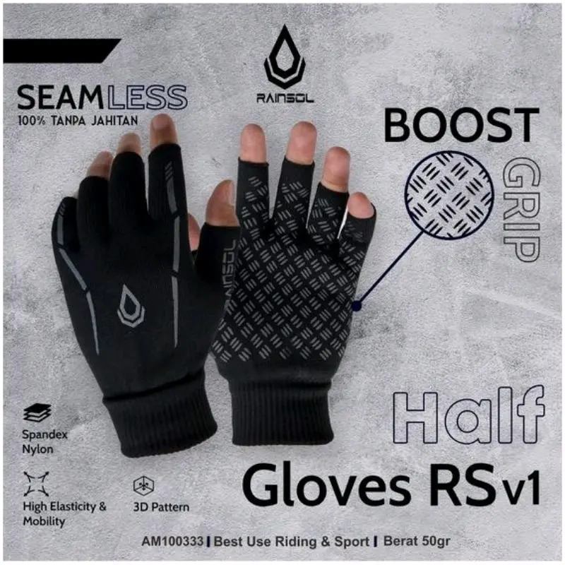 Sarung Tangan Motor Rainsol - Sarung Tangan Bike - Half Gloves RS v1