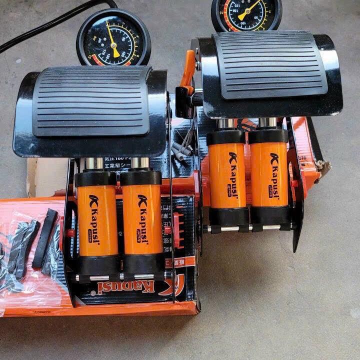 Bơm đạp chân đa năng Bơm đạp chân bơm xe đạp xe máy bơm ô tô Kapusi bơm 2 ống công nghệ Nhật Bản