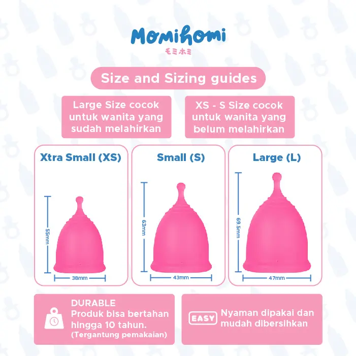 Momi Homi S03 Girls Menstrual Cup Pengganti Pembalut Wanita Silikon Reusable Silicone Grade 2