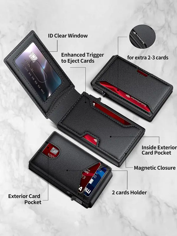 Men's Business Rfid Blocking Wallet, Simple Plain Multi Card Slots Wallet, Minimalist Matching Super Slim Card Holder for Men Back To School, Business Matching Wallet 4