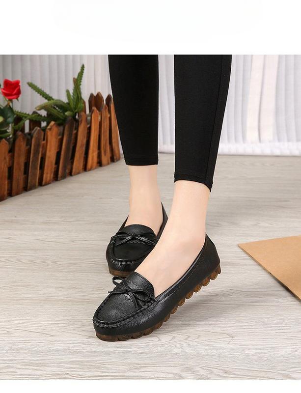 Product Introduction of Doudou shoes, women's new flat sole single shoes, cow tendon soft sole, lazy people step on mom's white nurse shoes 4