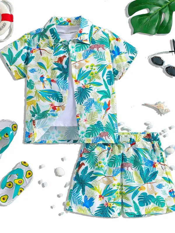 Bộ hoa quả lá cành đi biển top set hawaii  nhóm nam nữ, gia đình, quần áo nhóm đi du lịch hè 2023 7