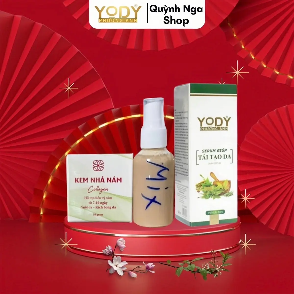 Combo mix tái tạo 2 sản  phẩm  gồm  1 tai tạo  mix yody Phuong  anh 50ml 1 kem nhả nám 10gr