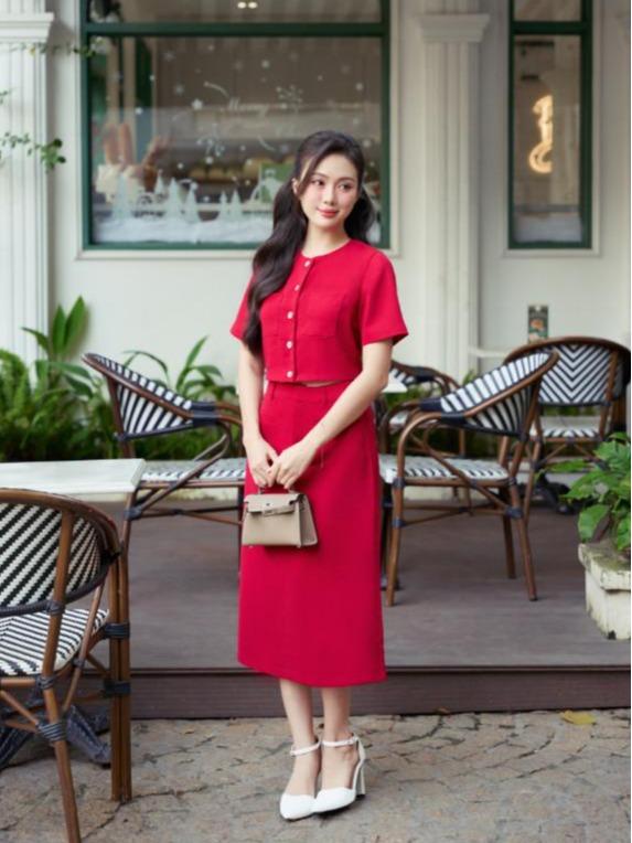Chân váy midi A tuyết nhung Nữ Women Voi 4