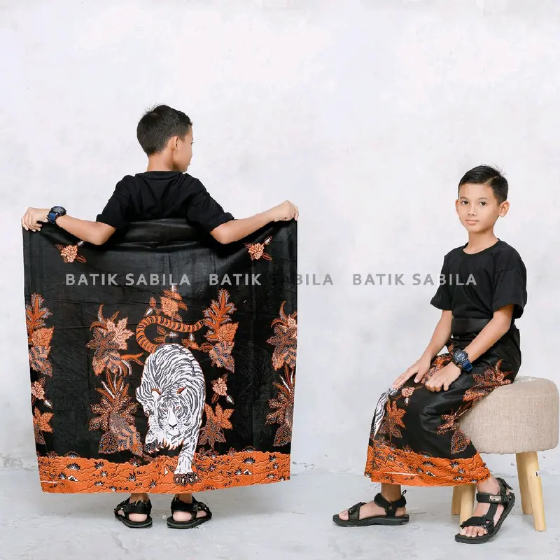 SARUNG BATIK ANAK USIA 8-12 TH MOTIF MACAN & CANGKIR BATIK PEKALONGAN BISA BAYAR DITEMPAT/COD 1
