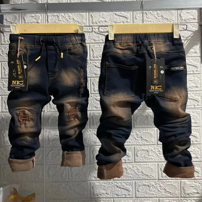 Celana Jeans Anak Panjang Sobek Lutut Coklat 1-12th Bunda Biru 0