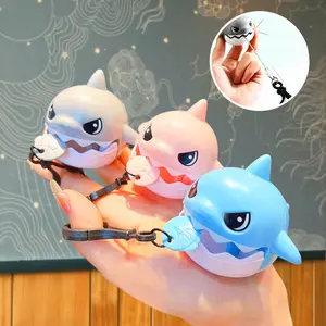 Gantungan Kunci Lucu Hiu Liontin Kawat Tarik Liontin Hiu Kecil Liontin Pegas Tali Penggigit Mainan Anak Siswa Murah Gantungan