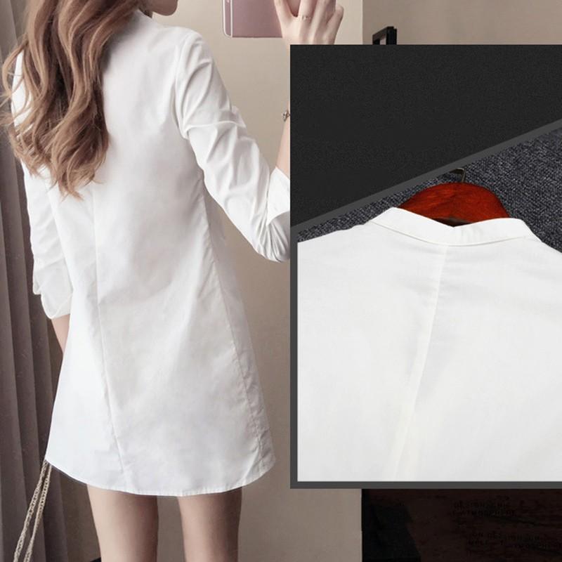 Đầm Sơ Mi Ôm, Thời Trang Nữ Và Bé Gái, Màu Trắng, Dài Tay, Đường Viền Cổ Chữ V Women Dress Váy 1