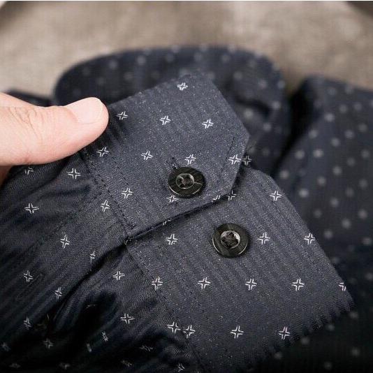 Áo sơ mi nam công sở FATUNO dài tay chấm bi, Áo sơ mi nam Hàn Quốc gấp hộp cao cấp VNXK sominam  dep Menswear Cổ Tròn 3