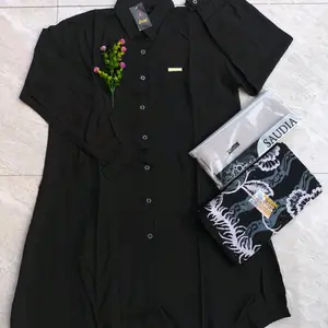 Setelan Tunik Hitam Polos Wanita Motif