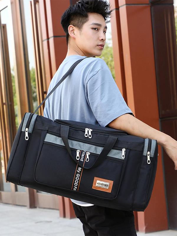 Casual Oxford Letter Pattern Zipper Large Capacity Folding Hand Travel Bag, Unisex, Lightweight Long and Short Distance Travel Luggage Bag 6