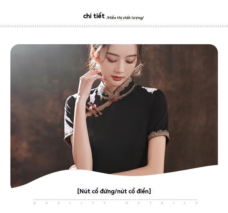 Product Introduction of Sườn Xám, Màu Đen, Bộ Sưu Tập Mùa Hè Mới 2024, Cải Tiến Trẻ Trung, Cao Cấp Và Thanh Lịch, Cỡ Nhỏ Thời Trang Trung Quốc Cao Cấp Nữ Women Dress 19