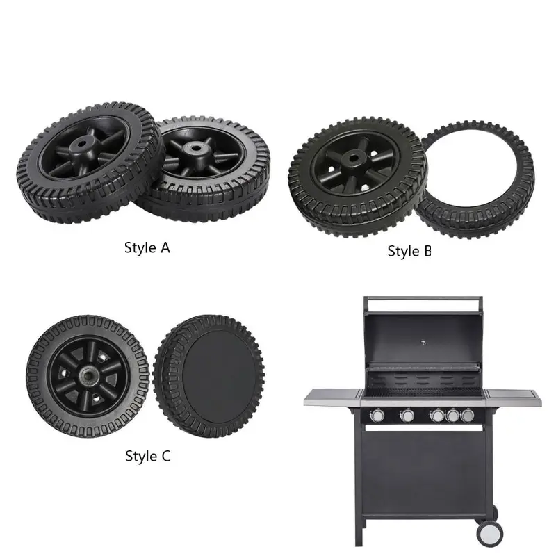 2 Universal Grill Wheels, Lightweight, Easy to Install, Replacement Handcart Tires 6 Inch for Garden, Most, 3
