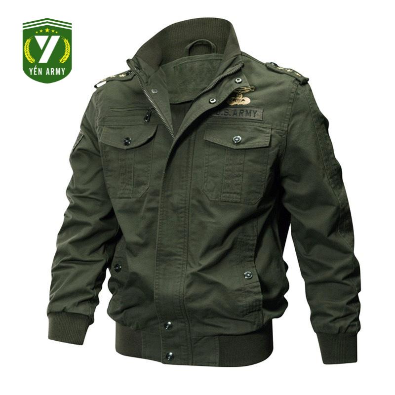Áo Khoác Lính Nam - Áo Khoác Kaki Nam Túi Hộp Phong Cách Lính Màu Xanh Rêu Đen - Mã AK8003
