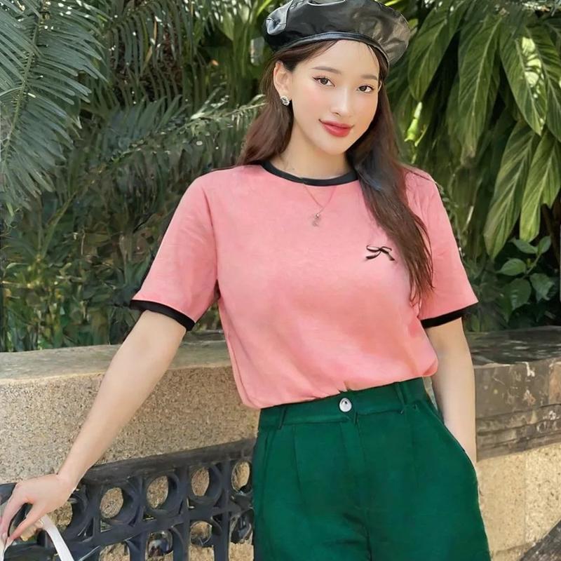 Áo thun Baby Tee nữ in nơ chất borip cotton thấm hút mồ hôi co giãn 4 chiều xịn nhiều màu M177 - Women, Top 6
