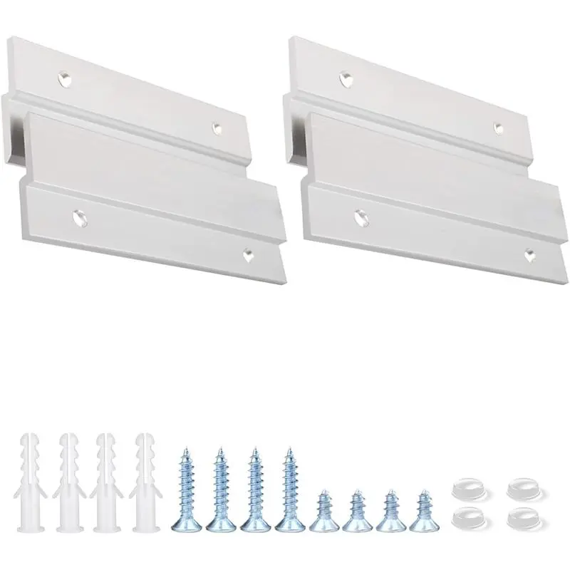 French Cleat Picture Hanger 4 Inches - 2 Pairs - Aluminum Z Hanger Supports 50lbs - Interlocking Wall Mounting Bracket Hardware Kit for Hanging Mirrors, Picture, Shelf, Whiteboard, Art, Frames