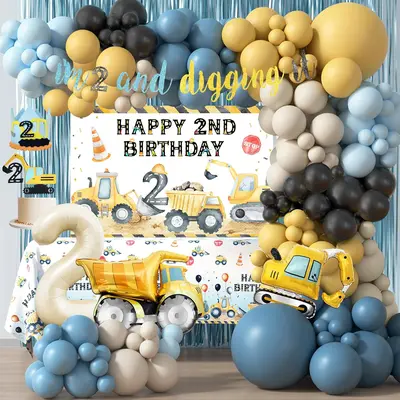 Construction 3rd Birthday Cake Topper - Engineering Theme Boy's Party Decor, Glitter Card Topper