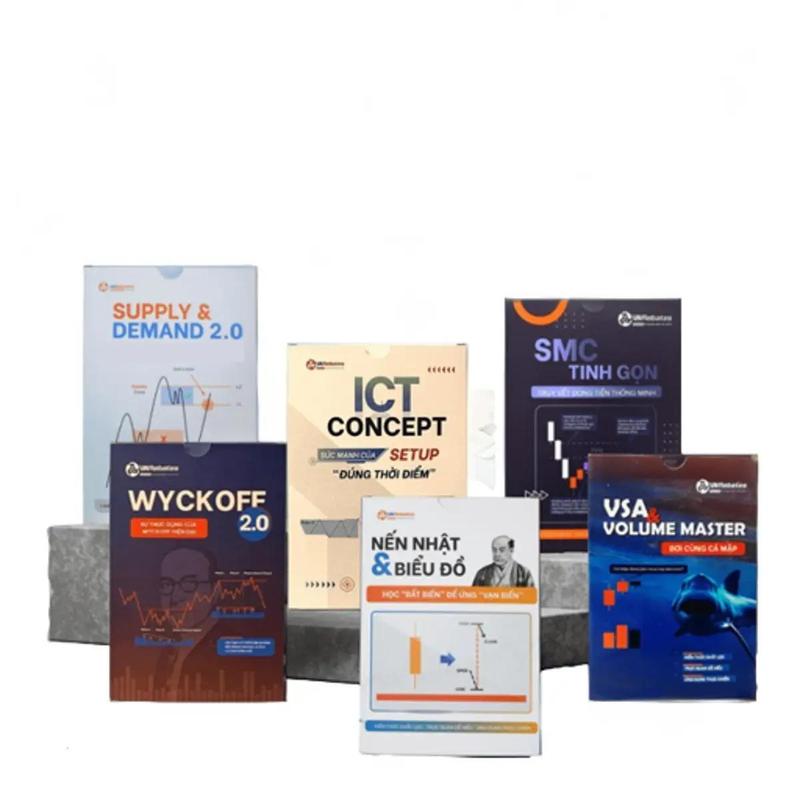 COMBO 06 (VSA, SND 2.0, SMC, Wyckoff 2.0, ICT, Nến Nhật) - 6 bộ thẻ flash - Tặng khoen móc
