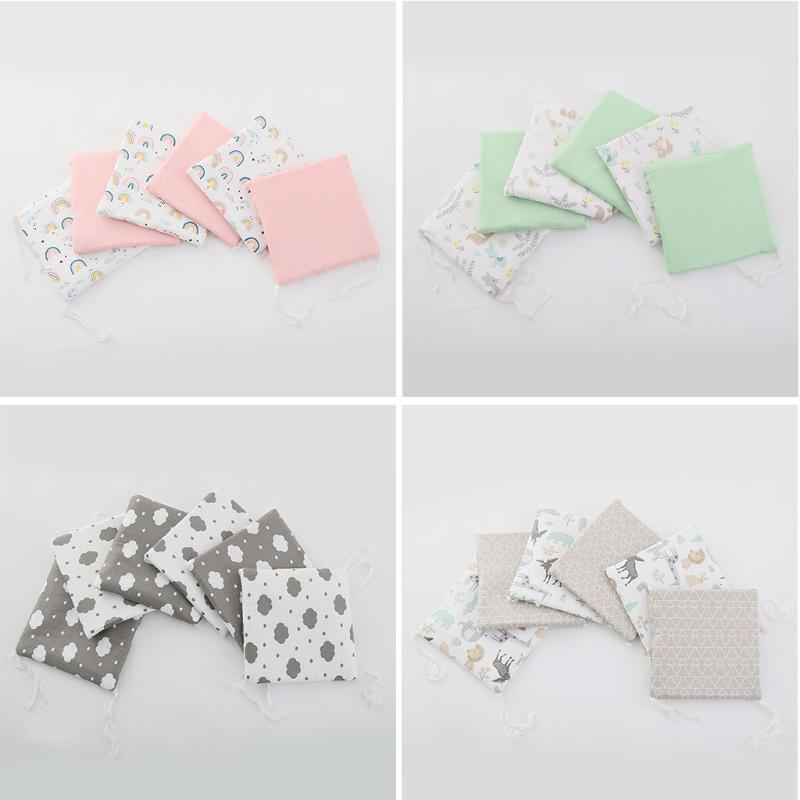 【Ready Stock】 6 Pcs Baby Cot Bumper Newborn Bed Soft Cotton Protector Pillows Infant Cushion 3