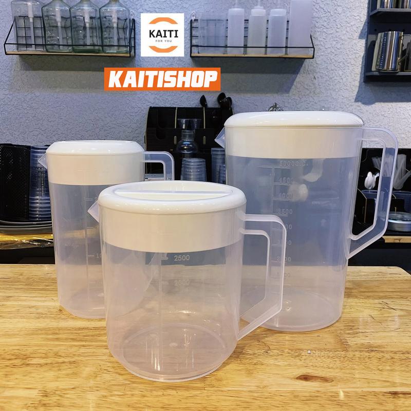 Bình Đựng Nước , Ca Đựng Nước Nhựa PP Trong Suốt Có Nắp Đậy Dung Tích 2.5L - 3L - 5L