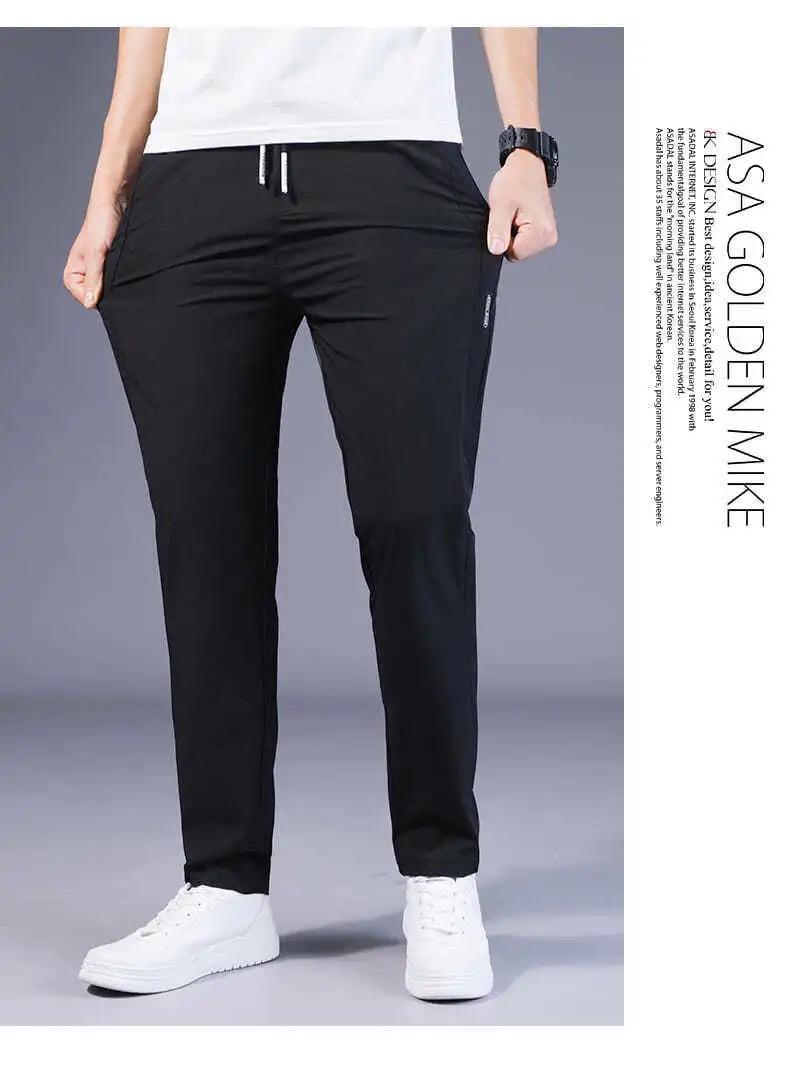 Product Introduction of Men's Ice Silk Pants Loose Breathable Straight Slim Casual Pants Summer Thin Long Pants Elastic Men's Sports Wholesale 14
