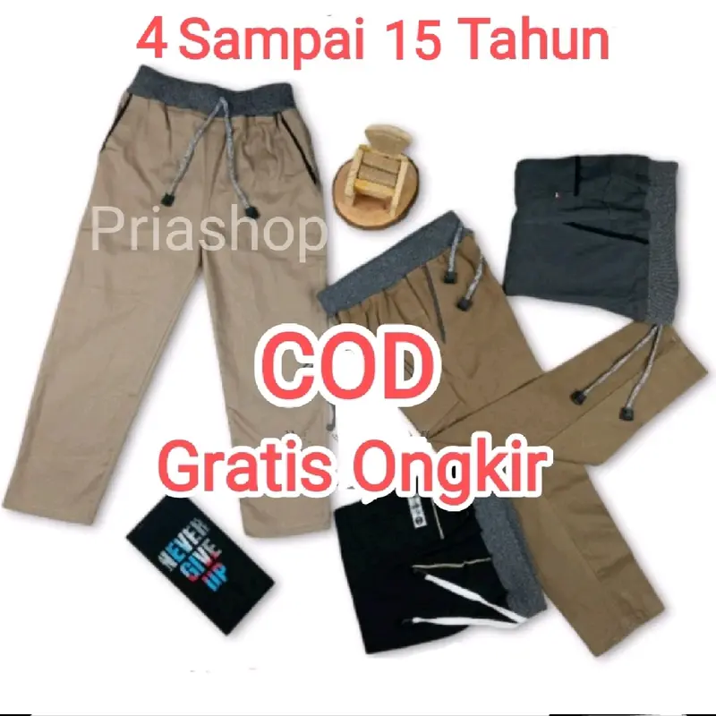 Paket Promo 4 Pcs Celana Panjang Anak 3 - 14 Tahun Celana Cowok Cewek Celana Polos Sd Smp Fashion 1