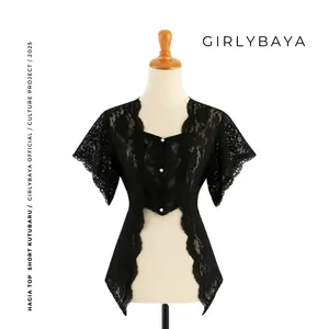 GIRLYBAYA HAGIA TOP Kebaya Kutubaru Modern Atasan Outer Kebaya Kutu Baru Lengan Pendek Baju Kondangan Wanita Kekinian Casual Classic