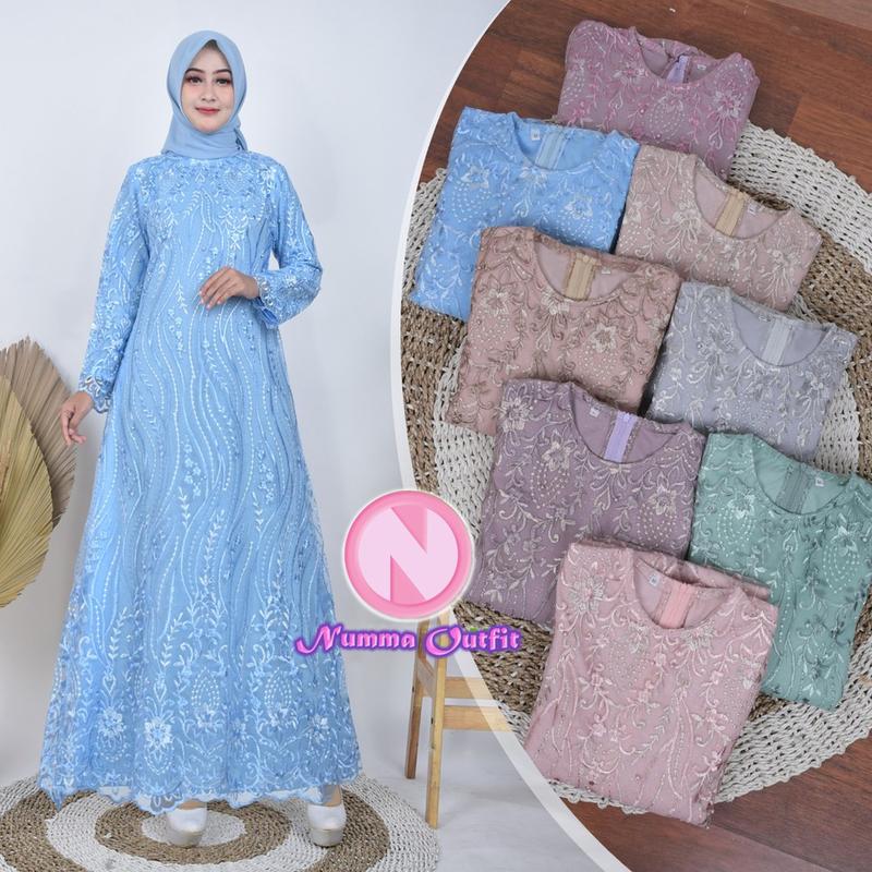 Product Introduction of indobest MX BELINDA JUMBO 5XL 4XL/3XL/2XL/XL/ BUSUI / BRUKAT GAMIS DRESS WANITA / BAJU PESTA LENGAN PJG 0