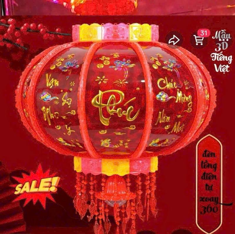 Đèn Lồng Cầu Điện Mẫu 3D Xoay 360 Tiếng Việt 2025 - Size 60cm/80cm/100cm 0