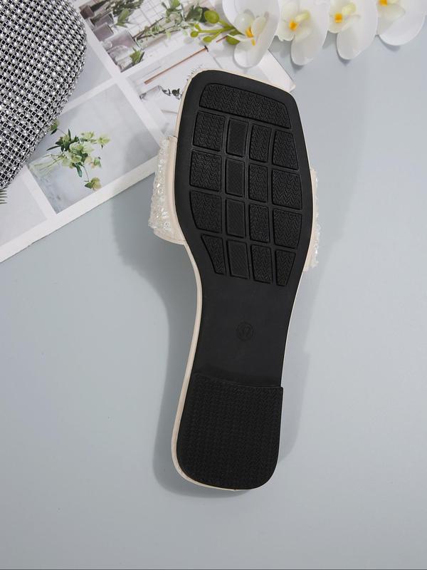 Women's Fashionable Glittering Slide Sandals, Casual Comfortable Flat Sandals for Summer, Lightweight Breathable Shoes for Daily Wear, Girl 3