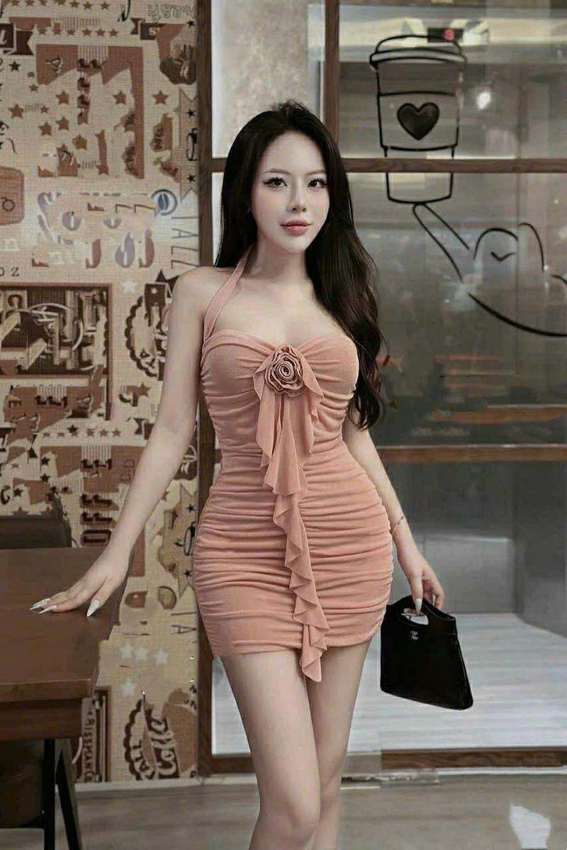 Product Introduction of Đầm body cúp ngực vòng cổ nhún thân đính hoa tua rua ôm gọn tôn dáng xinh xắn cho nàng Nữ Women Dress Cup Thun 12