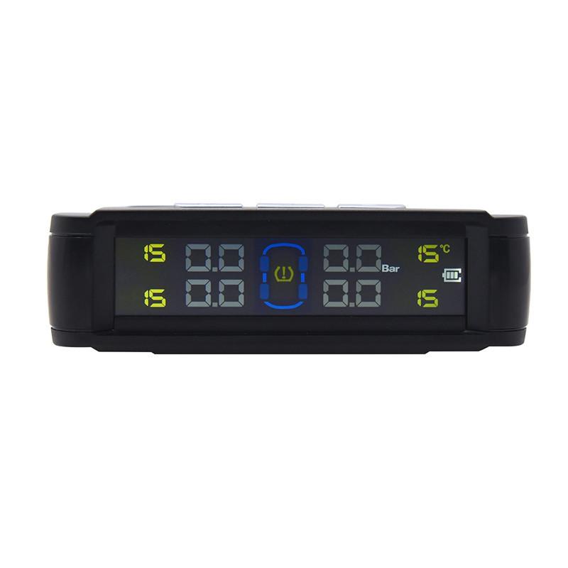 Product Introduction of 【24-hour shipping+free shipping+COD】TPMS Universal Tire Pressure Alarm Monitoring System Car Tire Pressure Monitoring System Solar Panel USB Charging Smart Car with 4 External Sensors Real-time LCD Display 42