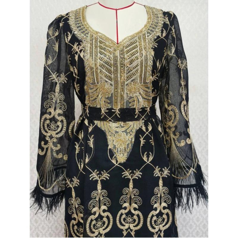 Product Introduction of New Embroidered Sticker Dress Muslim Party Banquet Robe 12