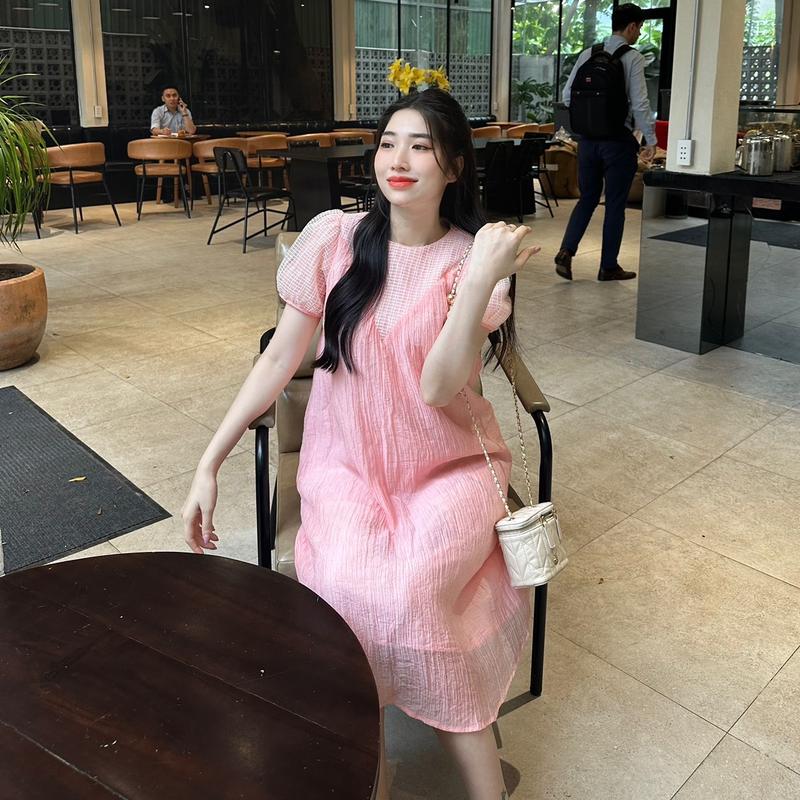 Đầm bầu Vera voan tơ tay phồng phối ren tiểu thư nhẹ nhàng 6
