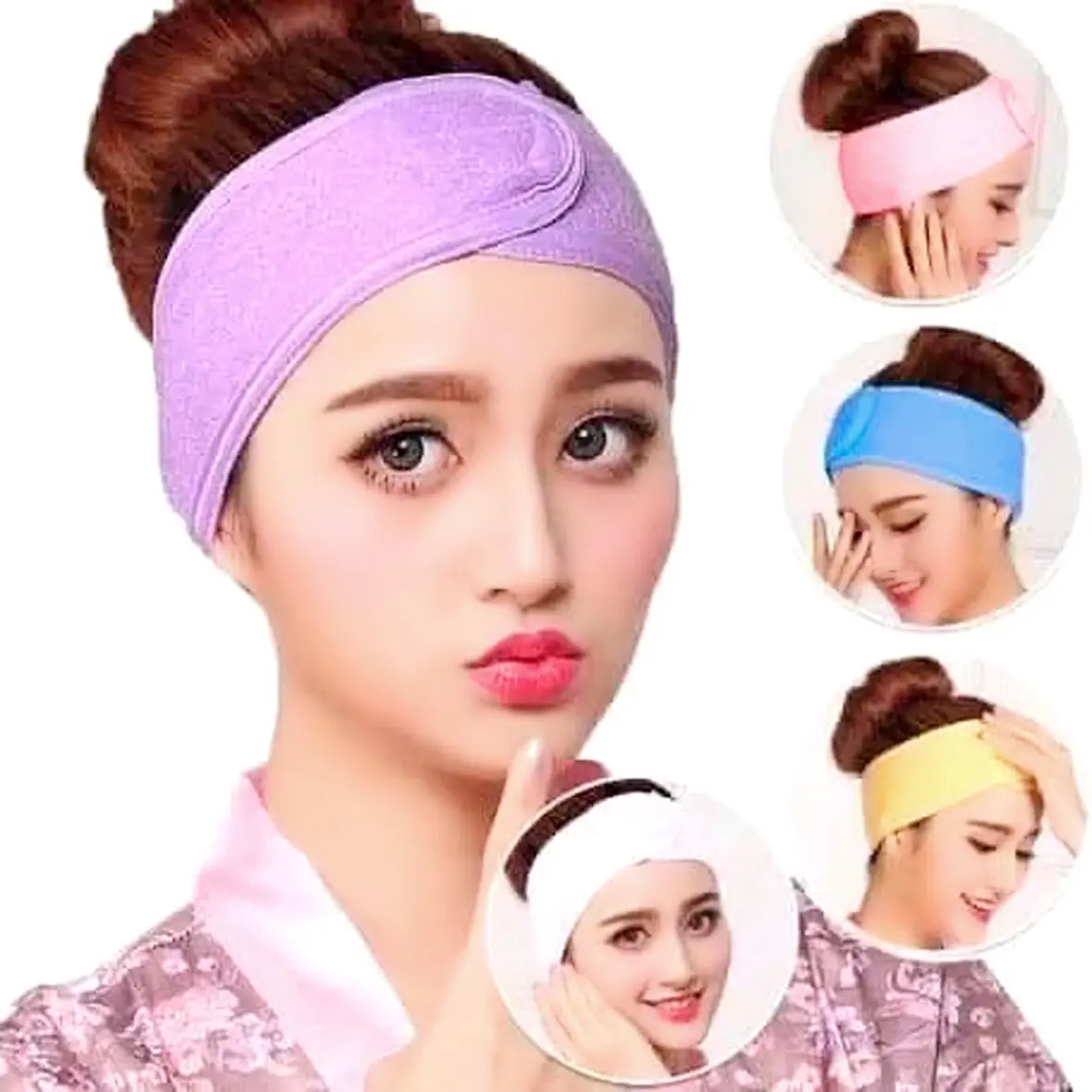 Băng đô spa, băng đô cuốn tóc, 2 đầu đính chắc chắn - Nữ, Women