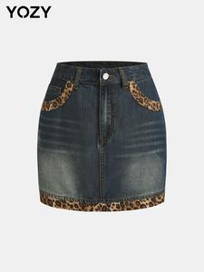 YOZY Women's Patchwork Print Button Front Skirt, Y2K Fashion Casual Skirt for Daily Outdoor Wear, Ladies Bottoms for All Seasons