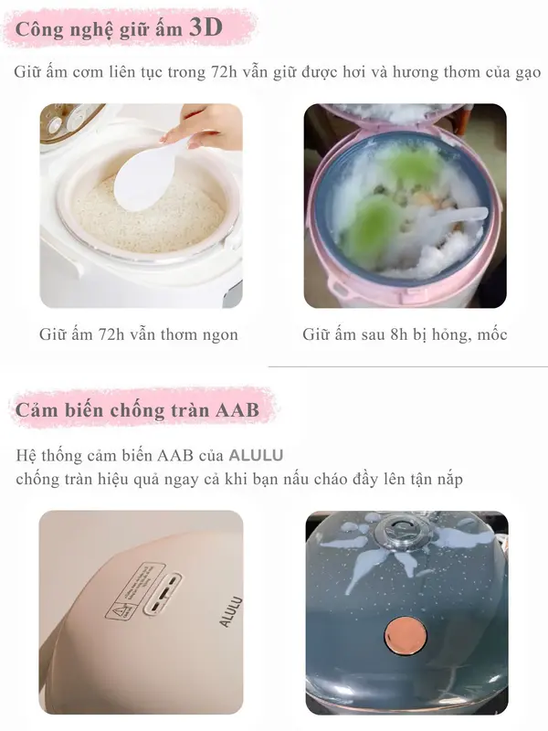 Nồi cơm điện lòng inox ALULU, Dung tích nấu cơm 1.2L / 1.8L, Bảo hành 12 tháng 6