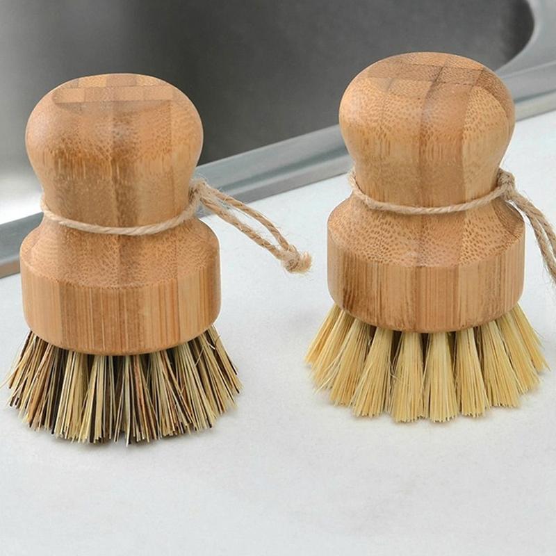 haesdo Household Pot Pan Scrubber Cleaner Rust Pot Net Brus Palm Pot Brush Dish Washing Brush Bamboo Dish Scrub Brushes 5
