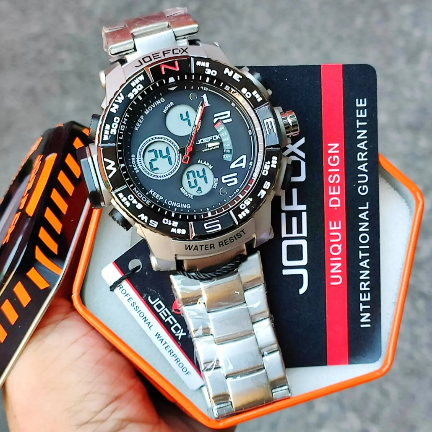 joe joe 様 Metal Series Men's JOEFOX DUAL-TIME Super Illuminator Casual Watch